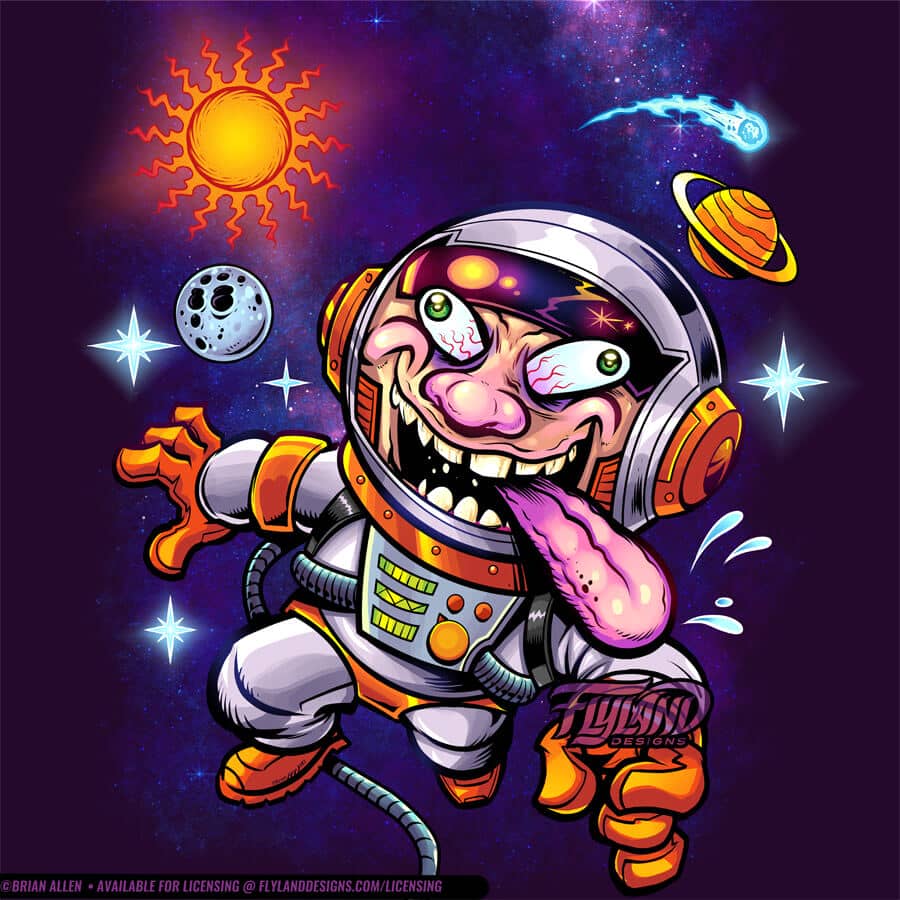 Astronaut Candy Roller Illustrated Crazy Astronaut In Space Artwork by freelance illustrator Brian Allen