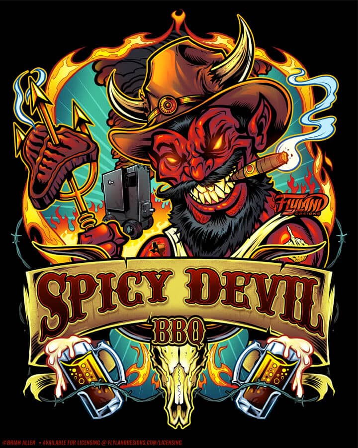 BBQ Devil Spicy Devil BBQ Artwork by freelance illustrator Brian Allen