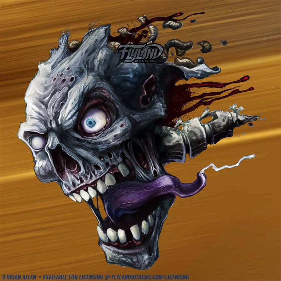 Decapitated Zombie A decapitated Zombie head flying though the air