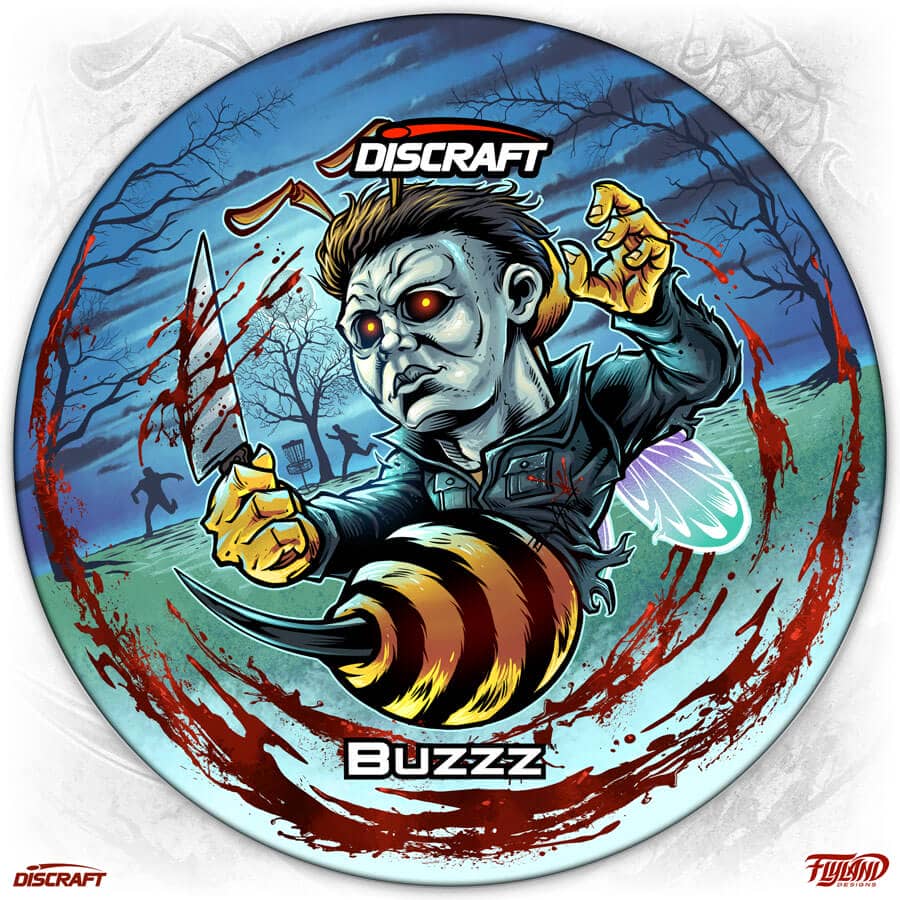 Michael Myers Discraft Halloween Buzzz drawn by Brian Allen Illustration of Michael Myers for the Discraft Halloween Buzzz disc golf disc drawn by Brian Allen