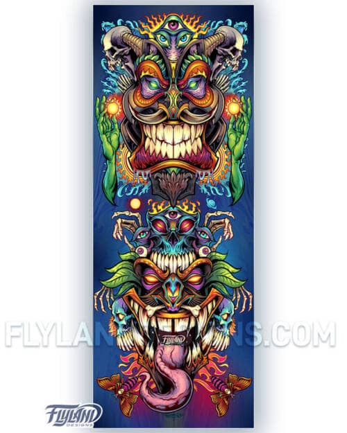 Psychedelic Tiki Gods Vertical Vinyl Banner with Grommets Vertical Vinyl Banner with Grommets artwork by Brian Allen