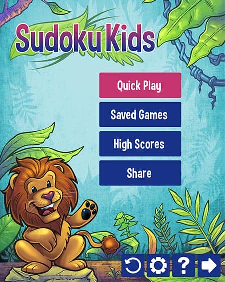 Custom iPad app illustration and ui design for a Soduku app for kids, developed by Razor Ant Software.