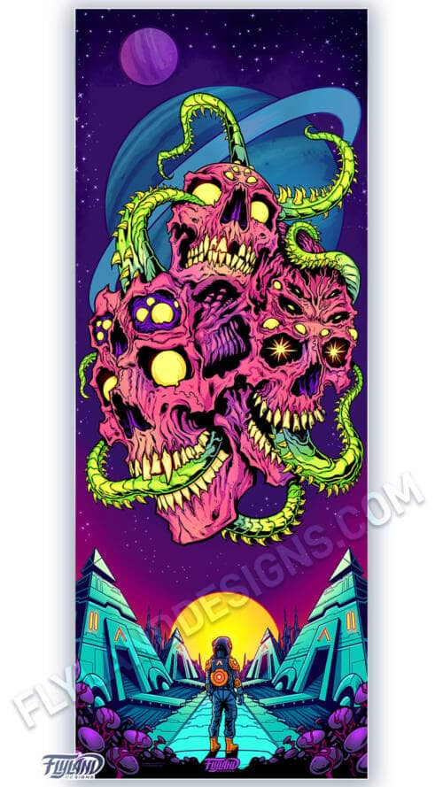 Psychedelic Tiki Gods Vertical Vinyl Banner with Grommets Vertical Vinyl Banner with Grommets artwork by Brian Allen