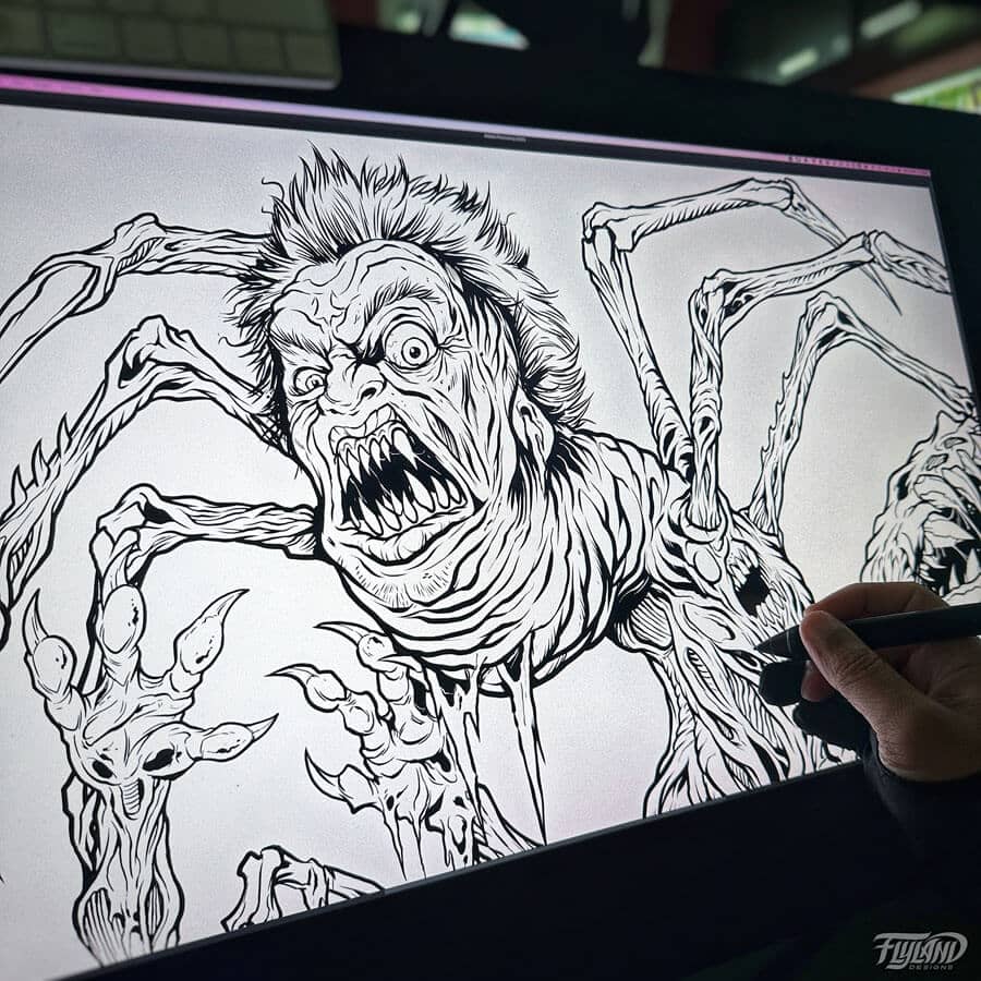 Illustration of various monstrous creatures from John Carpenter's The Thing movie